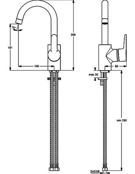 Ideal Standard Basin Water Mixer Connect Blue B9933AA - 2