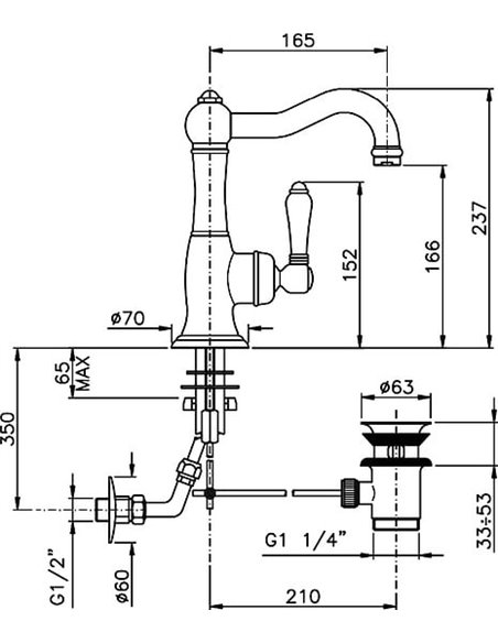 Nicolazzi Basin Water Mixer Cinquanta 3452 DB 76C - 3