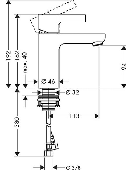 Hansgrohe Basin Water Mixer Metris S 31068000 - 3