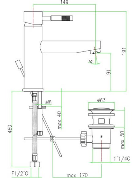Fiore Basin Water Mixer Xenon 44CR5276 - 2