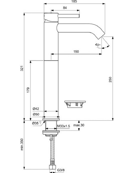 Ideal Standard Basin Water Mixer Ceraline BC269AA - 2