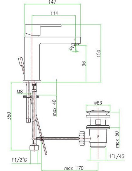 Fiore Basin Water Mixer Katana 77CR7520 - 5