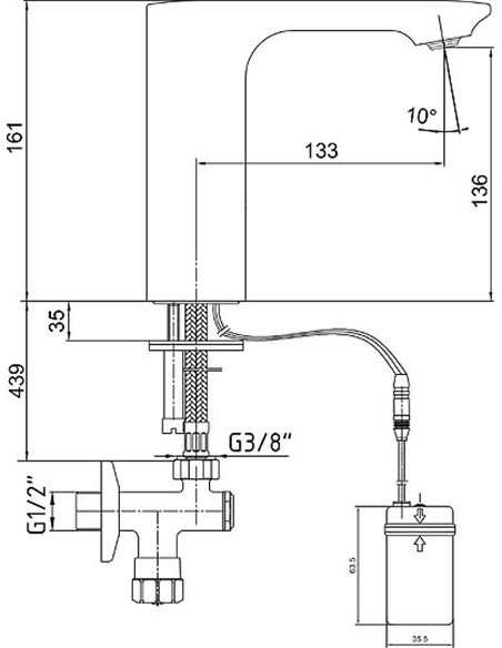 E.C.A. Basin Water Mixer Photoscell 108108037EX - 2