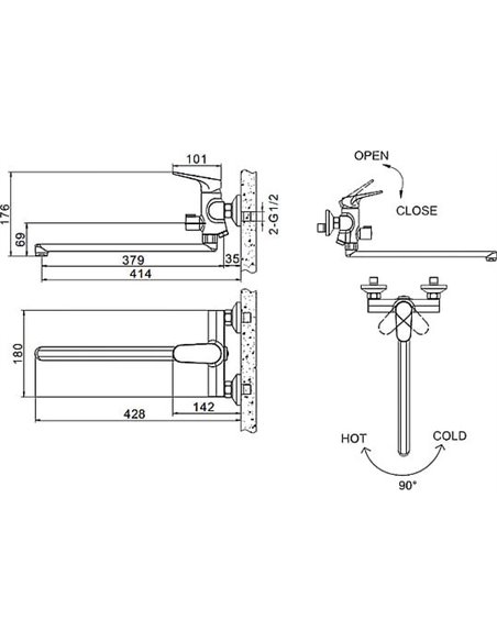 Bravat Universal Faucet Eler F6191238CP-01L - 2