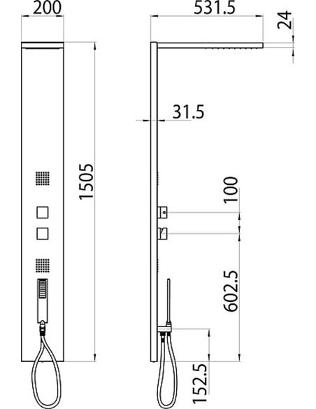 Душевая панель Bossini Manhattan Panel 4 Monocomando L00891 хром - 5
