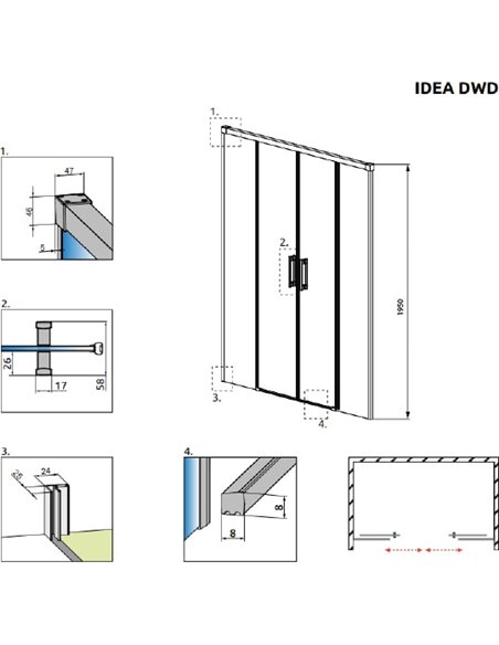 Radaway dušas durvis Idea DWD - 9