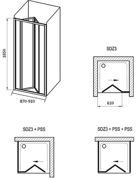 Ravak dušas durvis SDZ3-90 - 5