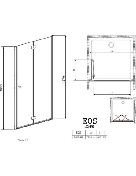 Душевая дверь в нишу Radaway EOS DWB 90 интимато R - 5