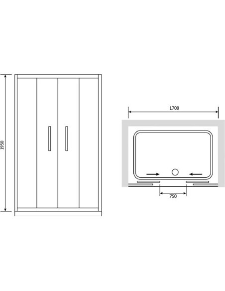 Душевая дверь в нишу RGW Passage PA-11 (1700-1740)x1950 профиль хром, стекло матовое - 3