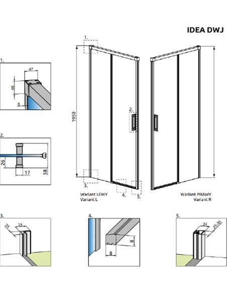 Radaway Shower Door Idea DWJ - 8