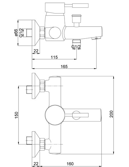 Смеситель для ванны с душевым комплектом MG-2020 MAGMA ABAVA - 2
