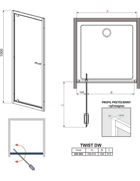 Radaway Shower Door Twist - 4