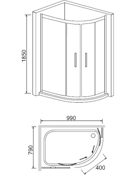RGW Corner Shower Enclosure Classic CL-61 (965-990)x(765-790)x1850 - 4