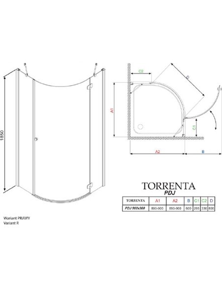Radaway Corner Shower Enclosure Torrenta PDJ - 5