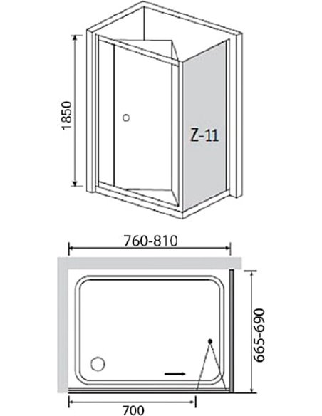 Душевой уголок RGW Classic CL-41 (760-810)x700x1850 профиль хром, стекло шиншилла - 4