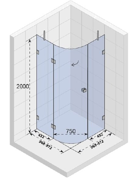 Riho Corner Shower Enclosure Scandic Mistral M308 - 3