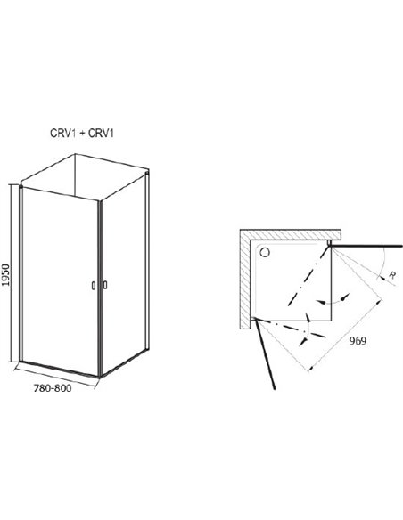 Ravak Corner Shower Enclosure CRV1-80+CRV1 - 5
