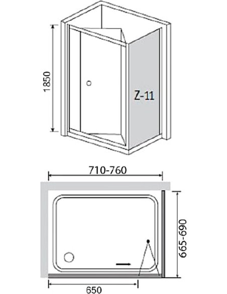 Душевой уголок RGW Classic CL-41 (710-760)x700x1850 профиль хром, стекло шиншилла - 4