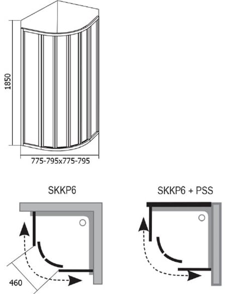 Ravak Corner Shower Enclosure SKKP6-80 - 4