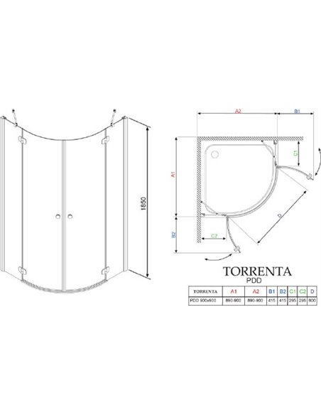 Radaway Corner Shower Enclosure Torrenta PDD - 6