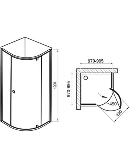 Ravak dušas stūris PSKK3-100 - 3