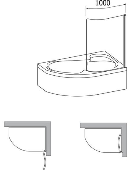 Шторка на ванну Ravak Rosa CVSK1 160/170 R Transparent, профиль белый - 4