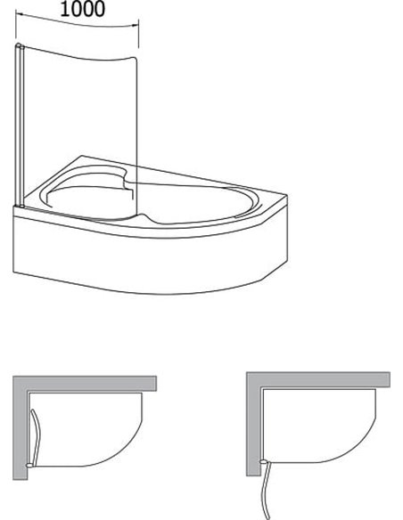 Шторка на ванну Ravak Rosa CVSK1 160/170 L Transparent, профиль блестящий - 4