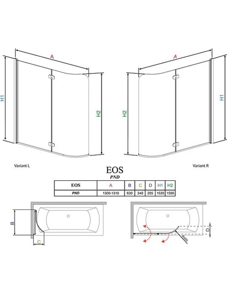 Radaway Bath Curtain EOS PND - 4