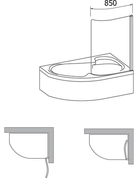 Шторка на ванну Ravak Rosa CVSK1 140/150 R Transparent, профиль сатин - 5