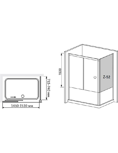 Шторка на ванну RGW Screens SC-82 (1460-1510)х750х1500 профиль хром, стекло шиншилла - 4