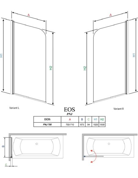 Radaway Bath Curtain EOS PNJ - 5