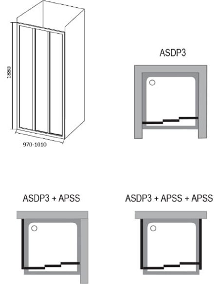 Душевая дверь в нишу Ravak ASDP3-100 Transparent, профиль белый - 5