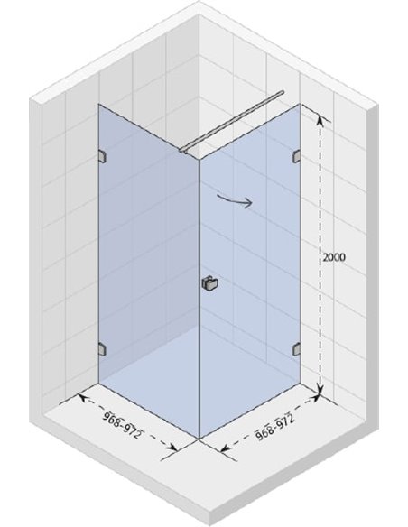 Riho dušas stūris Scandic Soft Q201 100x100 см, R - 4