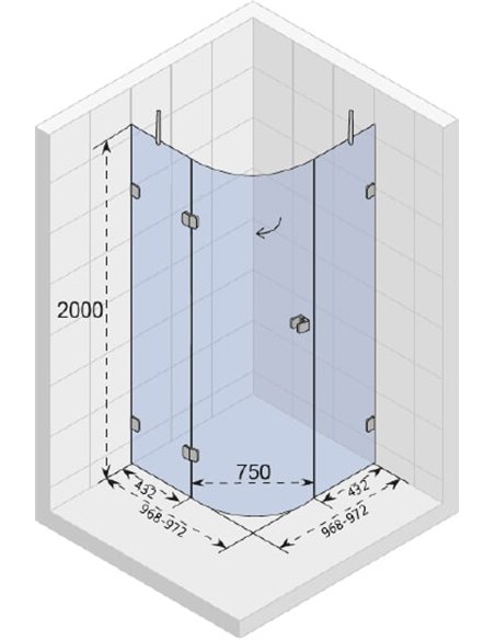 Riho dušas stūris Scandic Soft Q308 100x100 см, L - 4