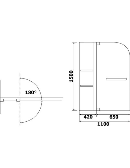 Шторка на ванну RGW Screens SC-04 1100x1500 с ручкой и полками - 3