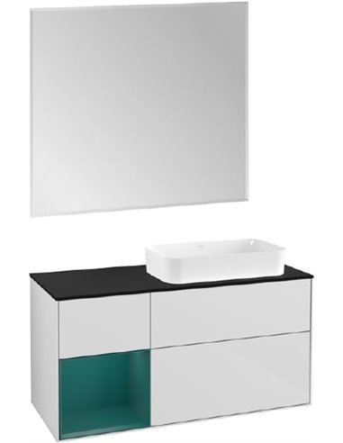Мебель для ванной Villeroy & Boch Finion 120 glossy white, cedar matt, внутренняя подсветка, настенная подсветка - 1