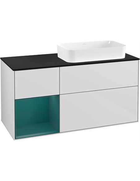 Мебель для ванной Villeroy & Boch Finion 120 glossy white, cedar matt, внутренняя подсветка, настенная подсветка - 2