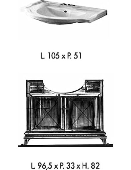 Тумба с раковиной Labor Legno Marriot 105 вишня, стекло - 3