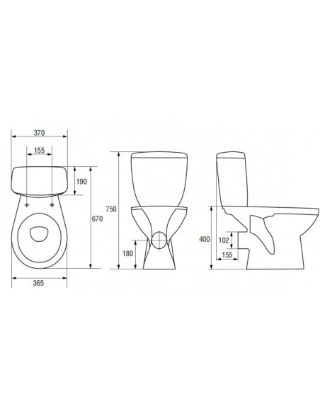 Cersanit WC kompaktpods ar vāku MITO, horizontālais izvads - 3