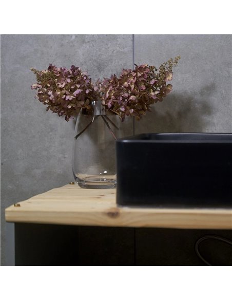 Honey Furniture vannas istabas skapītis The Copper Fog, ar atjaunota koka virsmu, plašu 3 nodalījumu atvilktni, kluso aizvēršanu