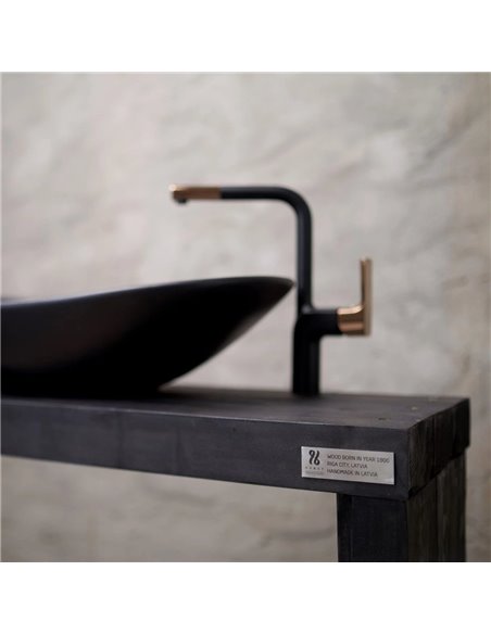 Honey Furniture vannas istabas skapitis The Black Arch, atjaunots koks, melns, iespējamas krāsu un izmēra variācijas - 2