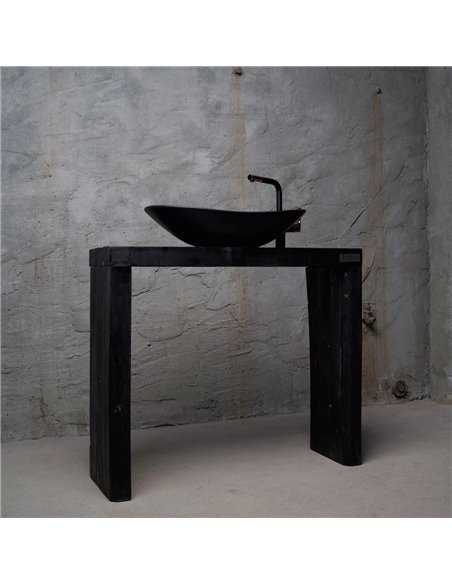 Honey Furniture vannas istabas skapitis The Black Arch, atjaunots koks, melns, iespējamas krāsu un izmēra variācijas - 3