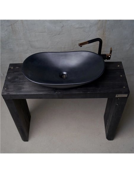 Honey Furniture vannas istabas skapitis The Black Arch, atjaunots koks, melns, iespējamas krāsu un izmēra variācijas - 5
