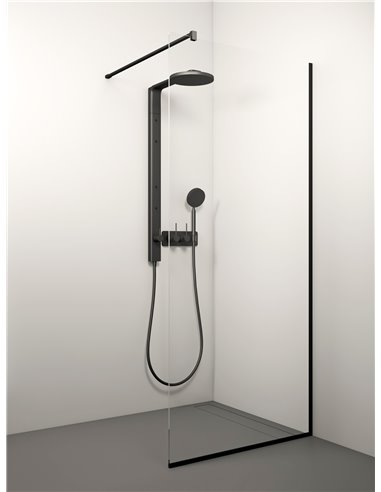 Stikla Serviss dušas siena KAIRA BLACK 60x200 Caurspīdīga - 1