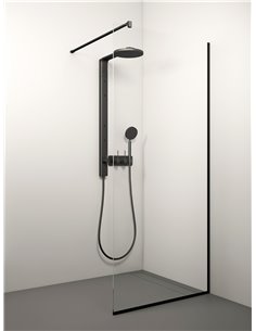 Stikla Serviss dušas siena KAIRA BLACK 70x200 Caurspīdīga - 1