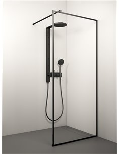 Stikla Serviss dušas siena KAIRA BLACK ALU 90x200 Caurspīdīga - 1