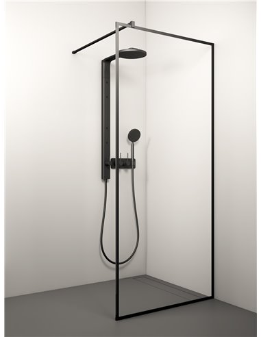 Stikla Serviss Shower wall KAIRA BLACK ALU 100x200 Clear - 1