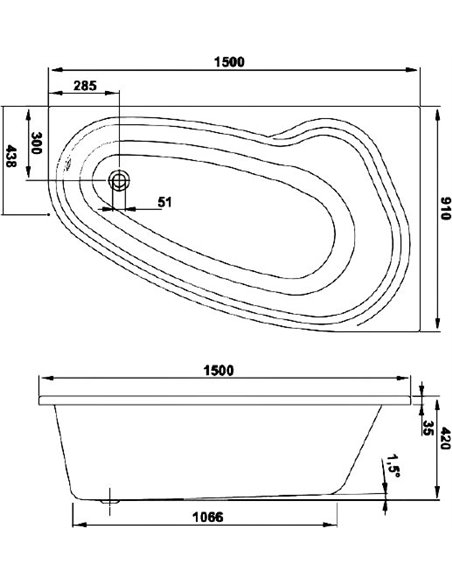 Акриловая ванна Vagnerplast Avona 150 R - 4