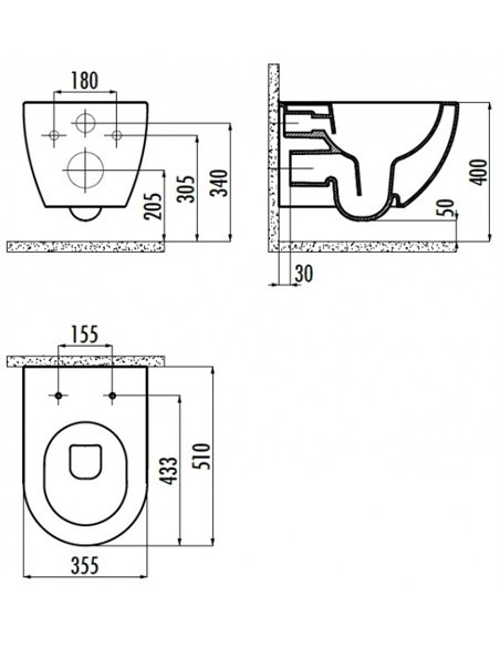 Creavit Wall Hung Toilet Free FE320.F0100