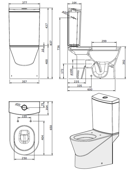 Sanindusa WC toilet URB.Y 140922004, white